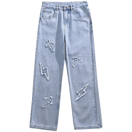 2024 Men's Hip Hop Baggy Loose Straight Casual Jeans